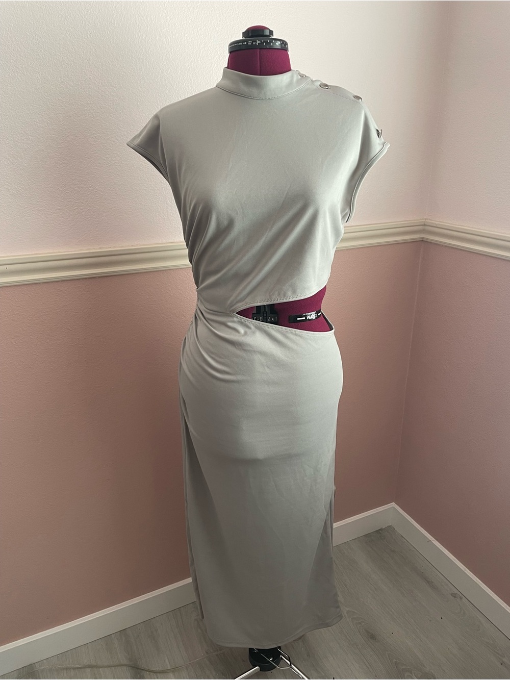 SHEIN Light Gray Maxi Dress with Side Cutout